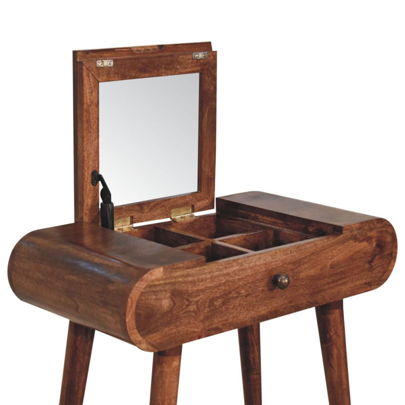 Commode, mini table de miroir pliable, Caramel