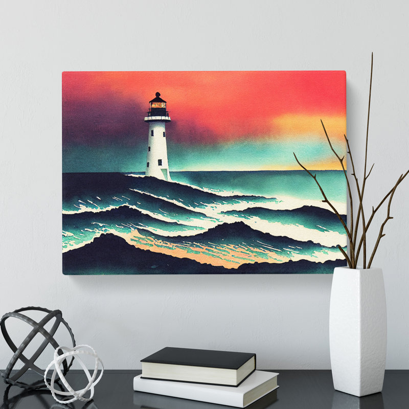 Lighthouse In Watercolour Vol.4 - Wrapped Canvas, 35cm H x 50cm W x 3cm D