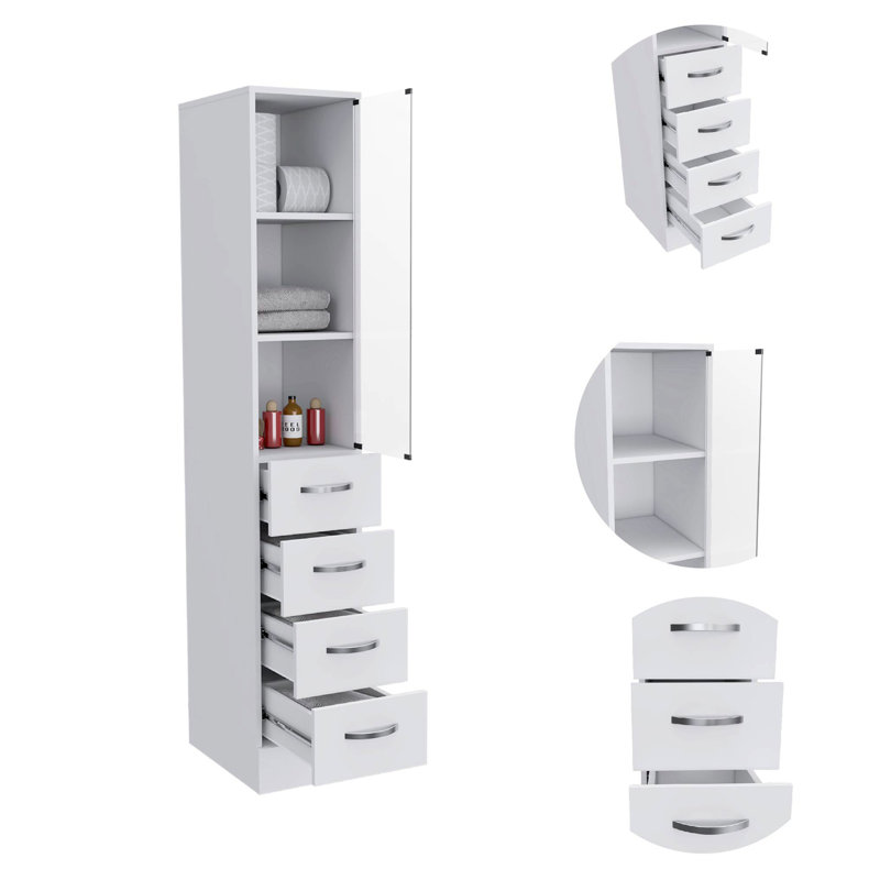 Armoire à linge blanche à 3 tiroirs et 3 tablettes