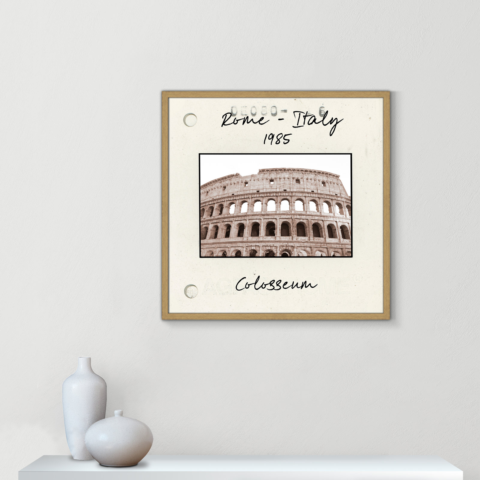 Rome, Italy - Colosseum Print by Natalie Carpentieri, 27.5" H x 27.5" W x 0.75" D, Natural Single Picture Framed Paper