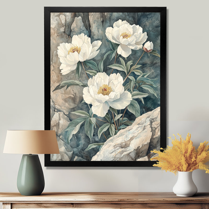 Bainbridge - Floral Wall Decor, H 32 po x l 24 po, Noir, noir, noir, noir, Reproduction encadrée d'une seule photo