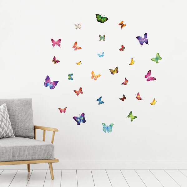 Gracie Oaks Purple Butterfly Decals 3D Mirrored