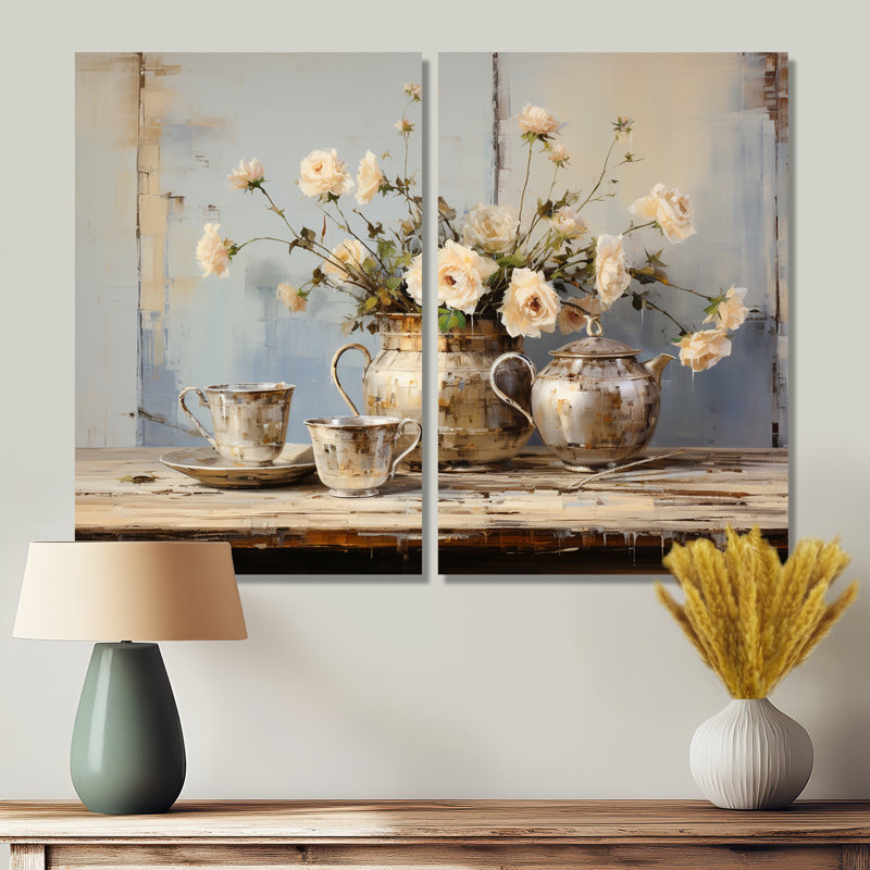 «Food Coffee Tea II», ensemble d'art mural beige, H 36 po x l 48 po, Toile tendue, Ne s’applique pas