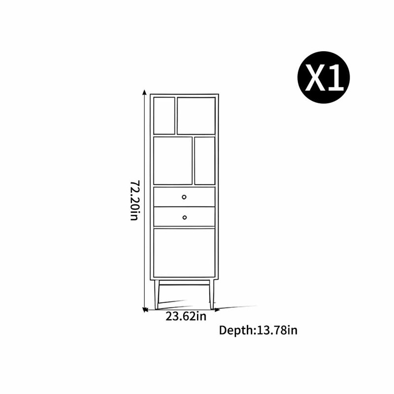 Bibliothèque sur pied de style européen, (3 tablettes) H 72,2 po x l 23,62 po x P 13,78 po