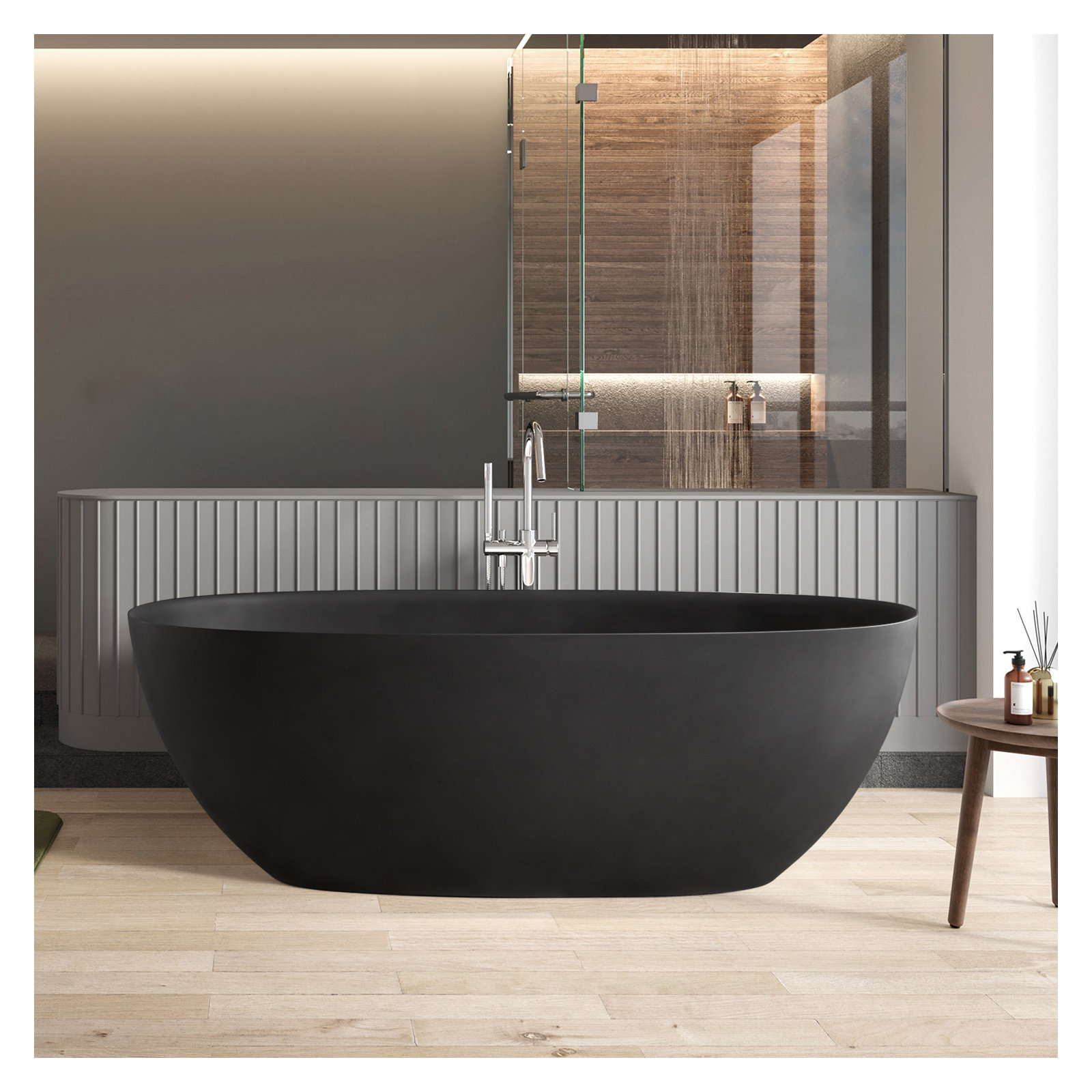 65'' Soaking Bathtub, Matte Black