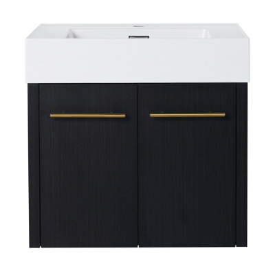 Meuble-lavabo mural moderne avec meuble-lavabo en résine à rebords épais