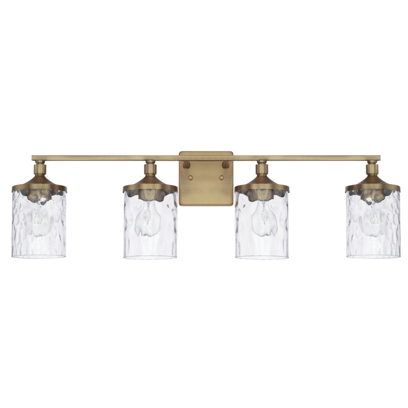 Éclairage pour meuble-lavabo à 3 lumières Baldwin, Laiton vieilli, Quatre lumières