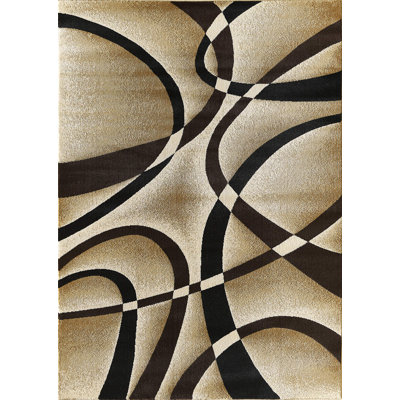 GLORYRUGS4x6BeigeSwirlsAreaRug,ModernCarpet forBedroom,LivingRoom-SevillaCollection4816A(Brown)