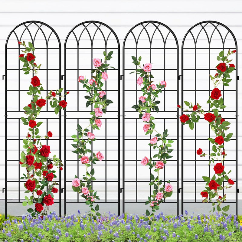 Treillis de jardin en métal 4Pack pour plantes grimpantes d'extérieur, support pour plante en métal 59 x 16 po