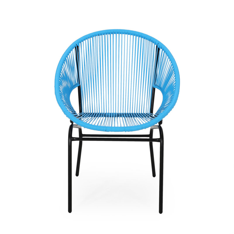 Fauteuil d'extérieur élégant avec cadre en fer de teinte bleue