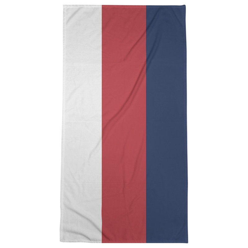 Boston Bath Towel, White/Red/Navy Blue, Polyester/Cotton