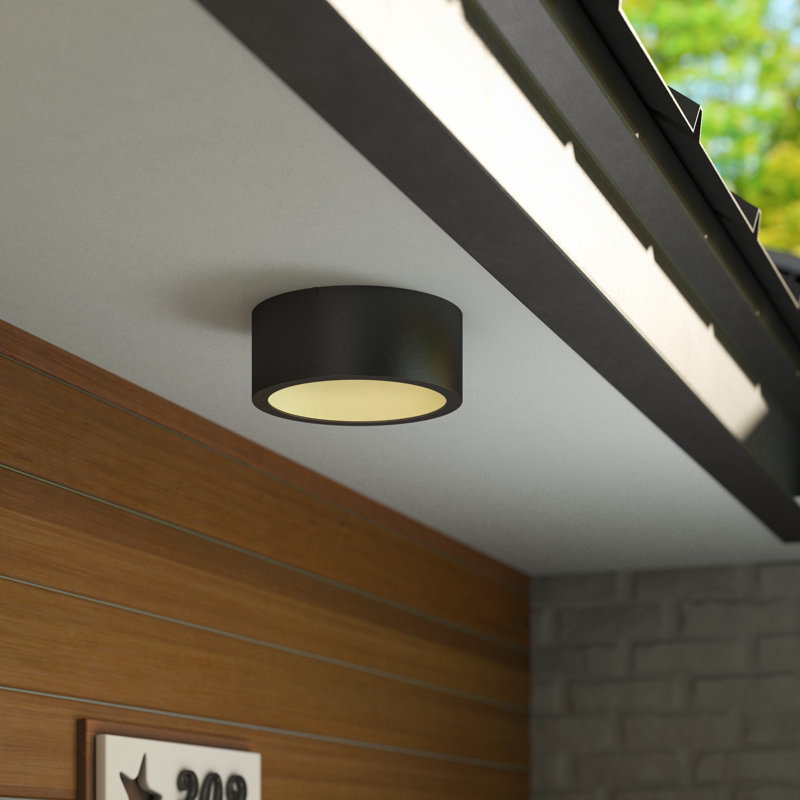 Plafonnier encastré d'extérieur 1 lumière Luna, Noir satiné