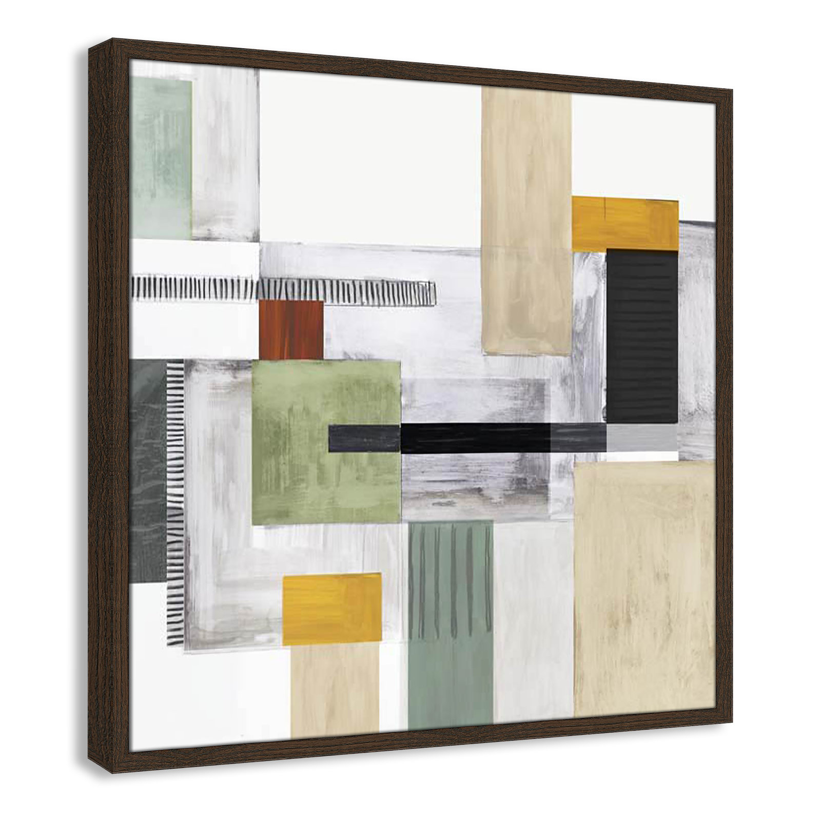 Playful Blocks Print, 27.5" H x 27.5" W x 0.75" D, Walnut Slim Framed