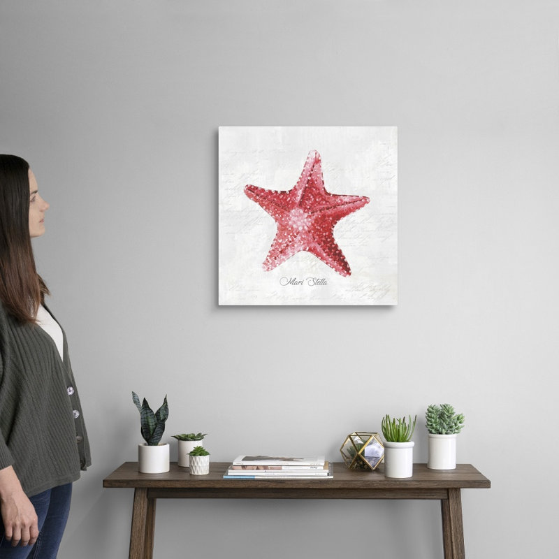 Étoile de mer rouge par Eva watts-impression d’art graphique sur toile, H 20 po x l 20 po x P 1,25 po, Toile tendue