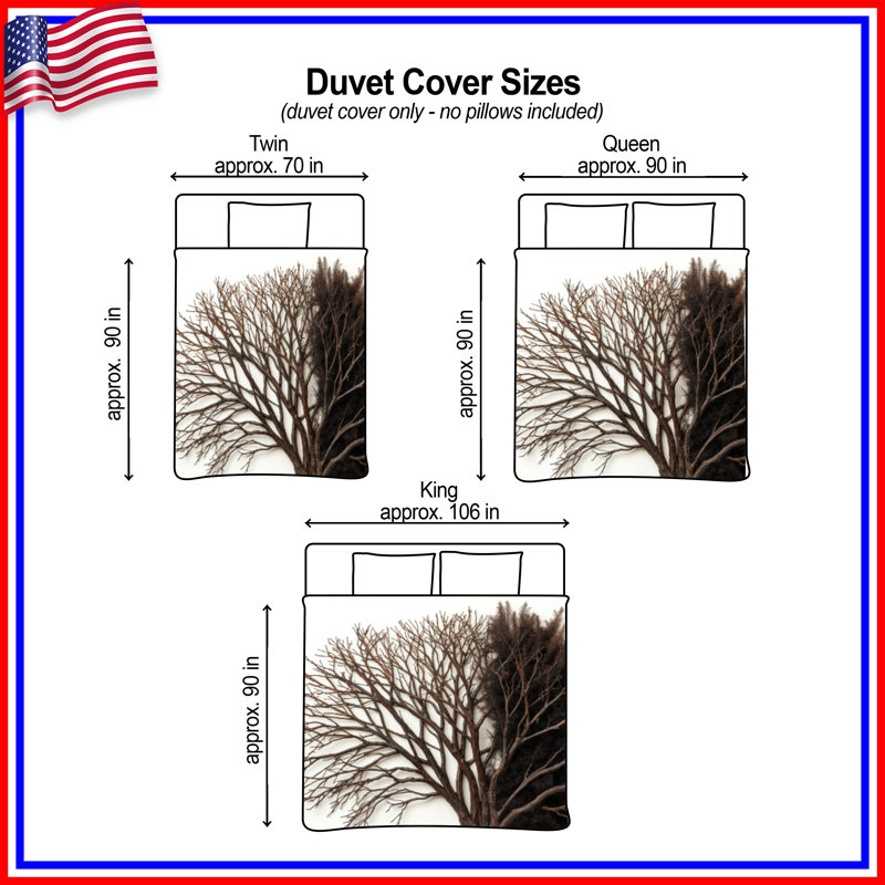 Half Leafless Tree Sculpture Duvet Covers, Queen