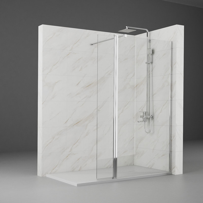 Daylon 1900mm H Pivot Frameless Walk In Glass Screens with Clear Glass, 42.91cm W