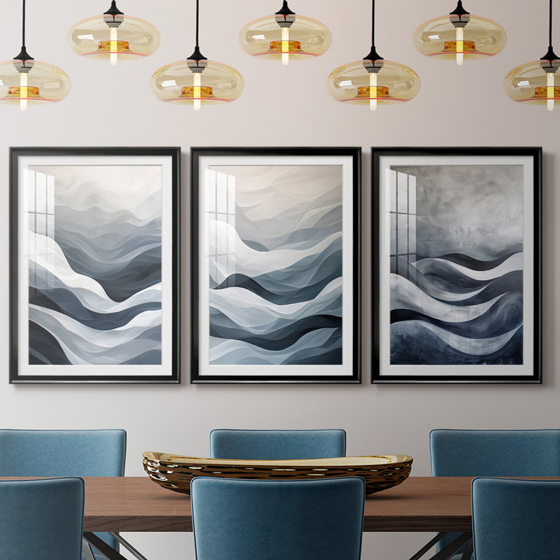 ABSTRACT Series CDLxxvii - Impression personnalisée de qualité supérieure avec mat - 3 pièces, Noir, H 21 po x l 30 po
