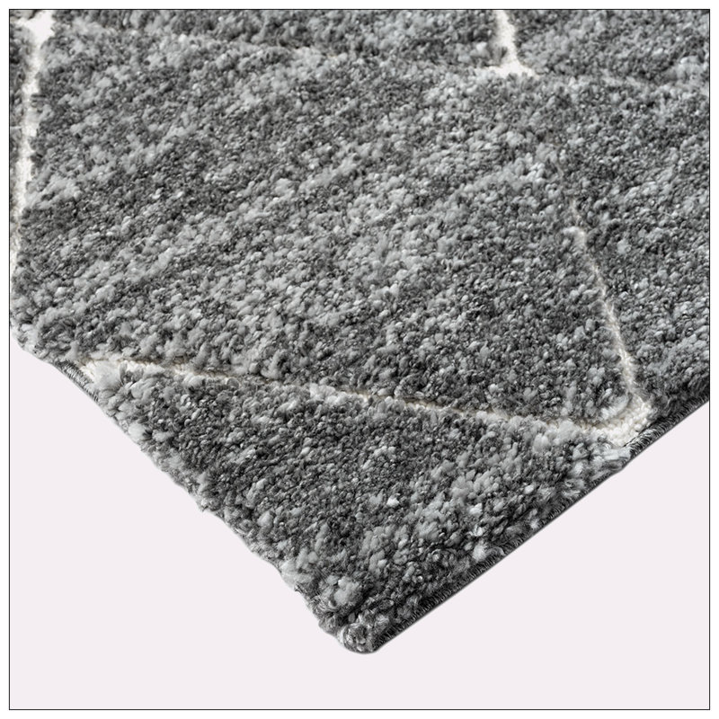 Lugar Trellis Area Rug In Grey And Cream, Rectangle 5' x 7'
