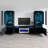 Azniv 110.2" Modern Entertainment Center with Electric Fireplace, High Gloss Finish, Media Storage-540940711