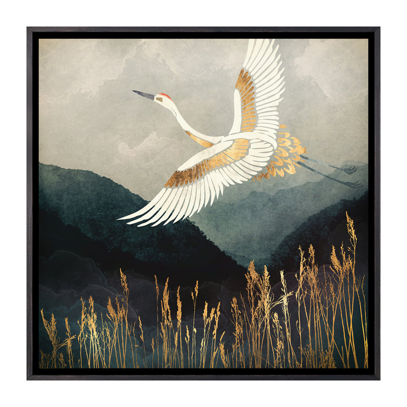 Elegant Flight - impression d'art graphique, Toile avec cadre noir patiné, H 26 po x l 26 po x P 1,5 po, Pas de tapis