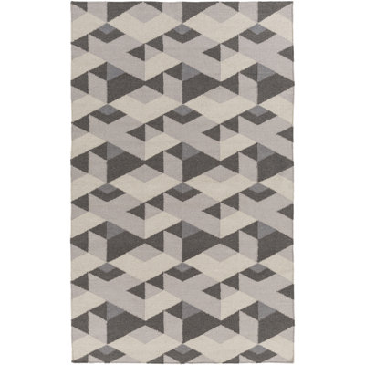 Tapis gris / ivoire en laine touffeté à la main Fury