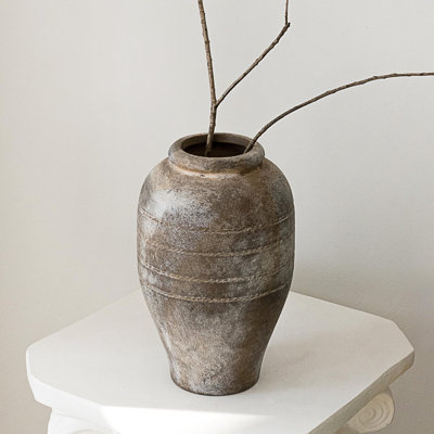 Ceramic Flower Vase For Living Room Bedroom 9.06'' Farmhouse Decor For Bouquet Fake Plant Home Decor Office Table Shelf Fireplace Centerpieces Rustic Retro Vintage Classic Modern