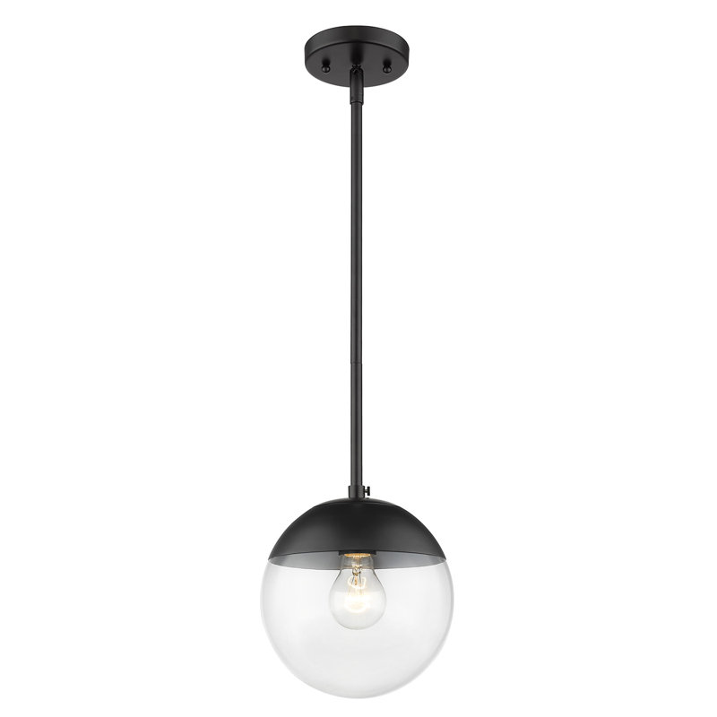 Martina 1-Light Dimmable Steel Globe Pendant, Clear Glass