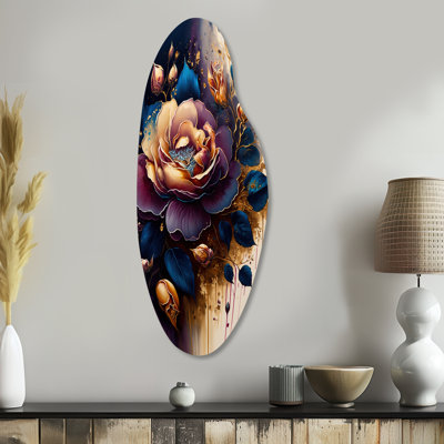 Rose Curved Shape Assymterical Metal Wall Art