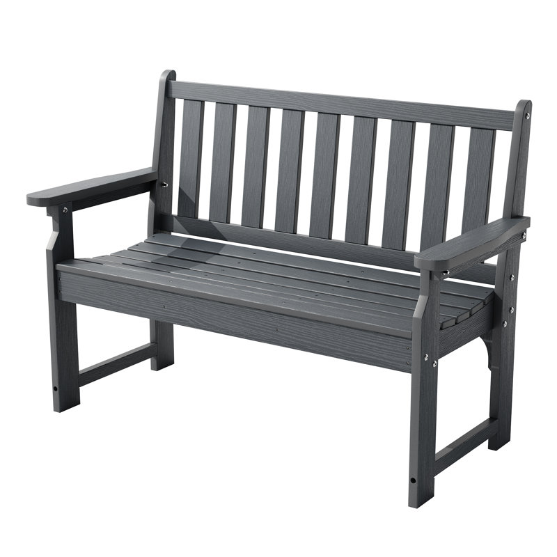 Banc d'extérieur en polyéthylène robuste pour 2 à 800 lb - Siège de jardin et de patio durable et résistant aux intempéries - Mobilier de cour robuste - Gris
