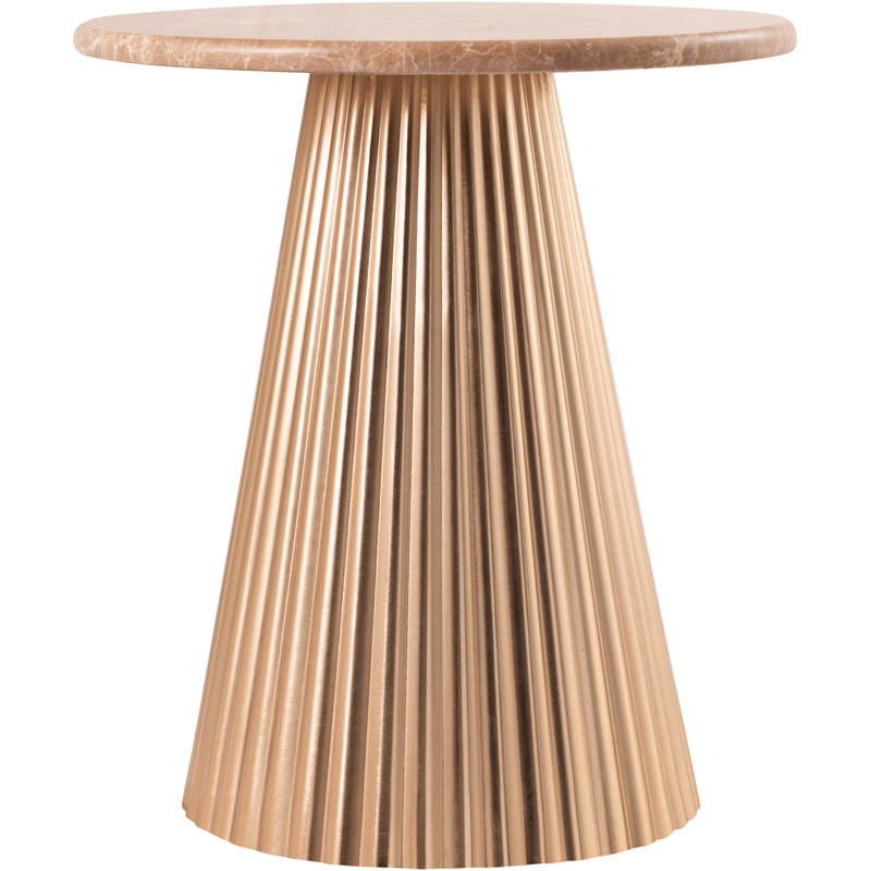 Table de bout Cindra, 17 po de hauteur, Beige, Laiton
