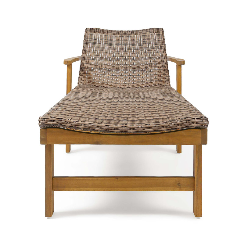 Chaise longue Hampton Wood + Wicker, Naturel