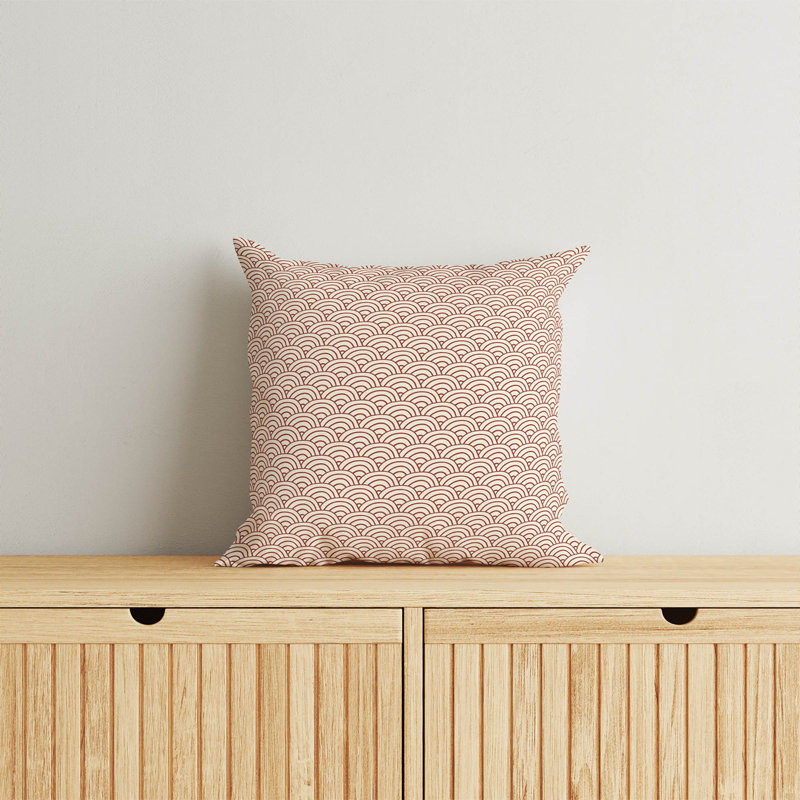 Coussin Classic Seigaiha, Brique argile géométrique, Carré 16 po