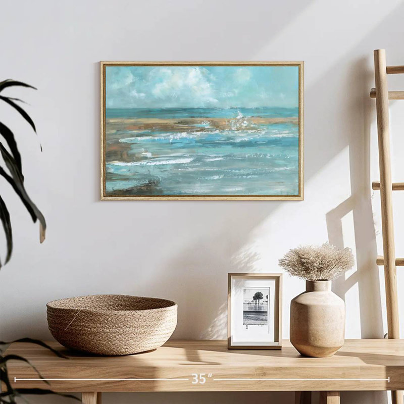 Breaking Waves IV, Cadre flottant en bois naturel, 19 po x 13 po