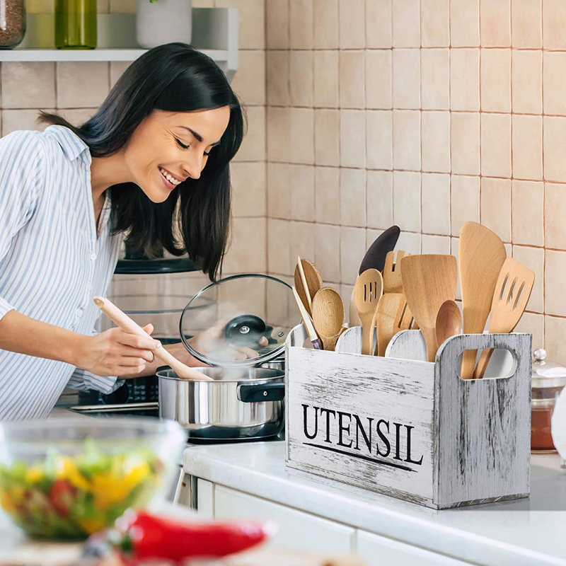 Wood Rectangle Flatware Caddy