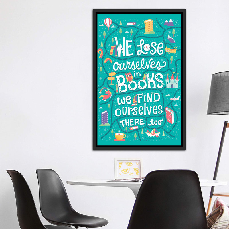 «We Lose Ours tablettes» par Risa Rodil - reproduction d'art textuel, H 60 po x l 40po x P 1,5 po, Toile avec cadre noir