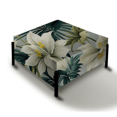 Serene Jungle - Plants Large Square Ottoman