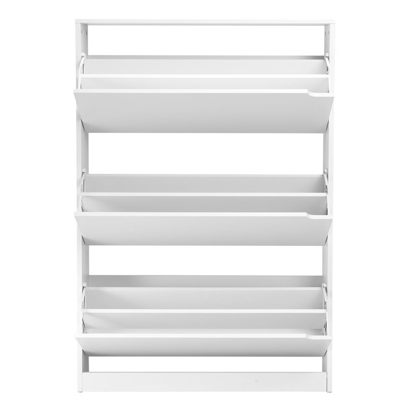 Meuble à chaussures à 3 tiroirs rabattables de style moderne minimaliste, blanc