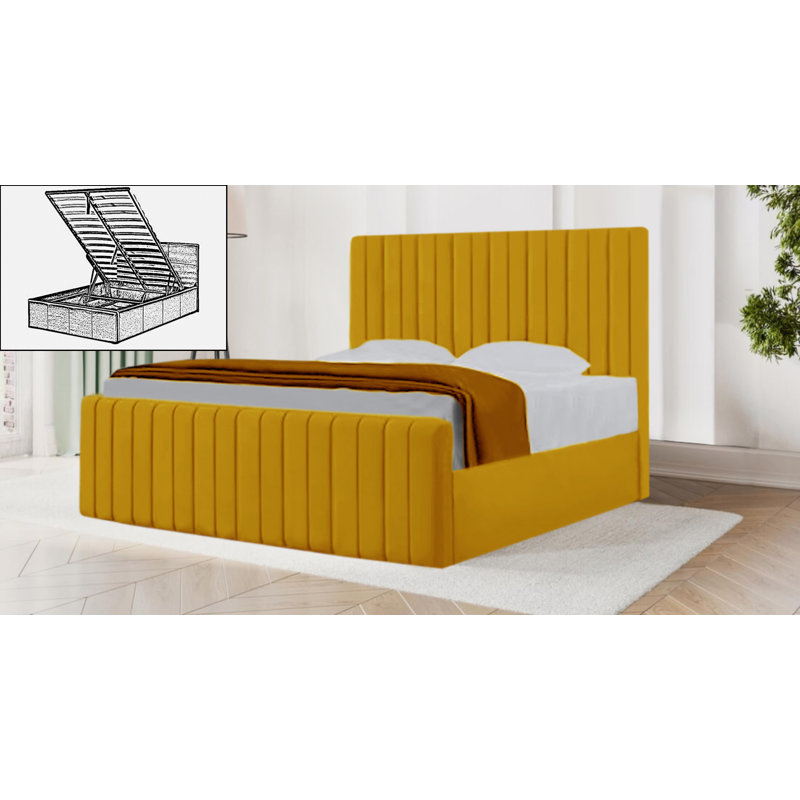 Sophia Storage Bed, Double (4'6), Yellow Mustard