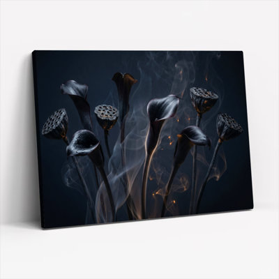 Art mural en toile Gallery Wrap pour le salon, la chambre à coucher, le bureau ou le vestibule - décoration murale décorative avec motif floral foncé