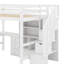 Lit mezzanine double avec bureau en L et tiroirs, armoire et escalier de rangement-2121238367