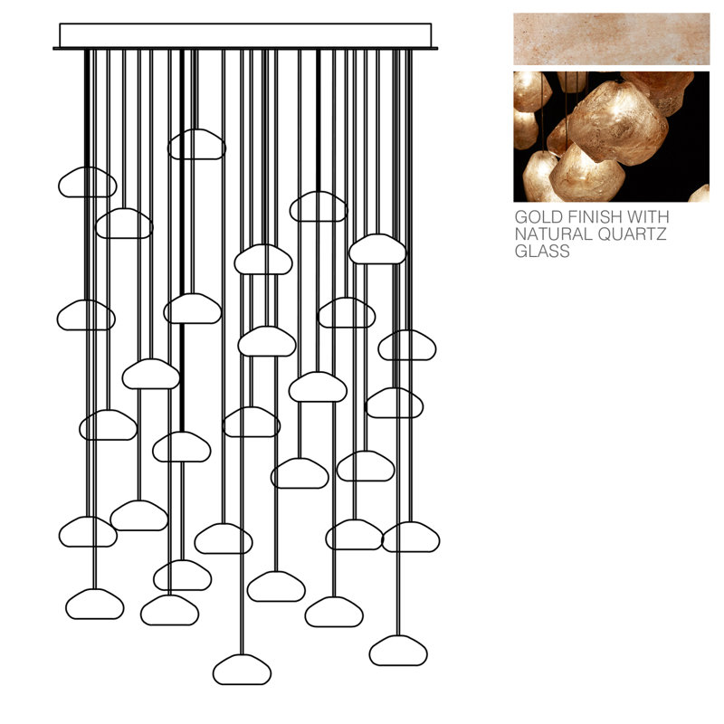 Natural Inspirations 30 - Light Pendant, Gold, Natural Quartz