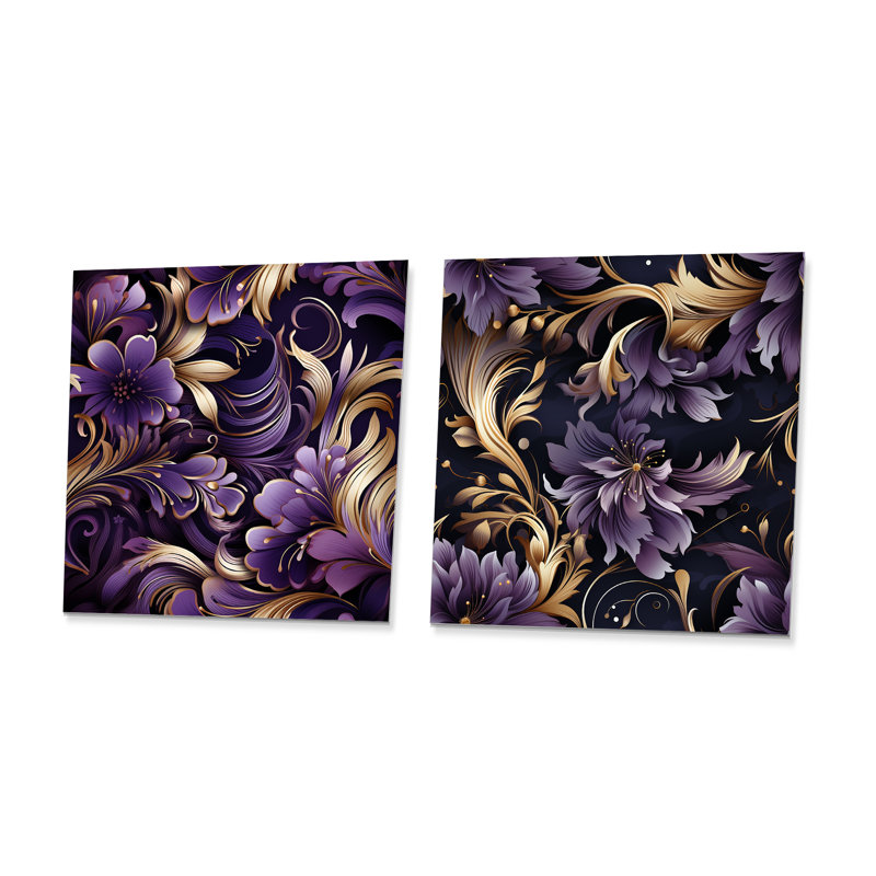 Cousteau - Ensemble de 2 carrés d'art floral en métal, H 16 po x l 32 po
