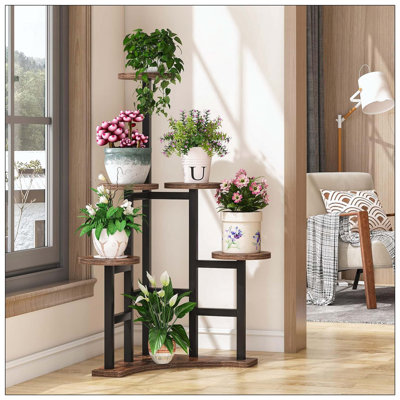Étagère de coin rustique à 6 niveaux pour pots multiples