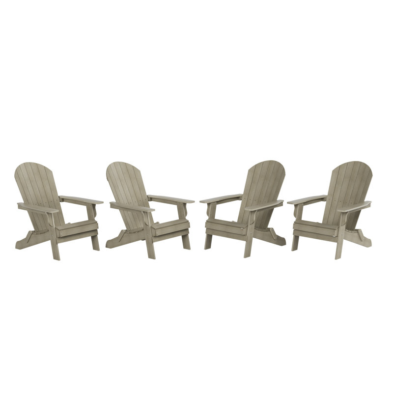 Arrlo Foldable Outdoor Adirondack Set, Weathered Gray