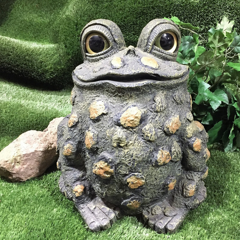 Statue de jardin fantaisiste crapaud «Stretch», H 15,5 po x l 14,5 po x P 11,75 po, Vert