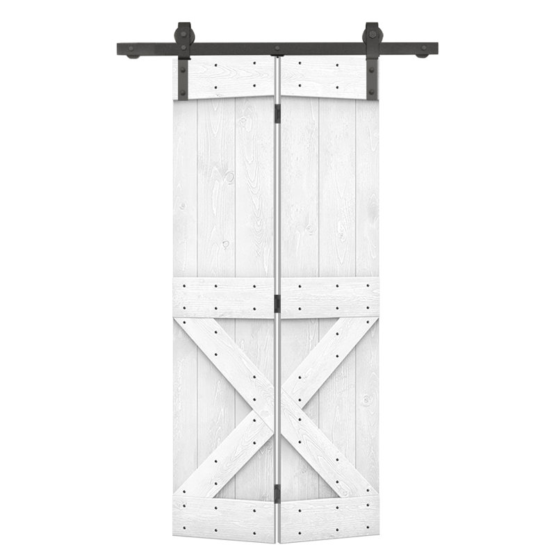 Porte pliante en bois massif 84 po 84 po, Blanc, 22 po x 84 po