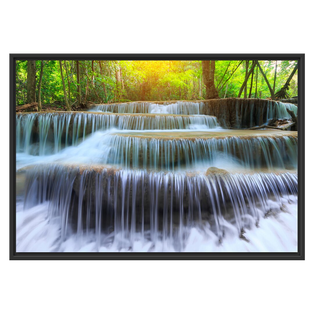 Gerahmter Fotodruck Wasserfall im Regenwald