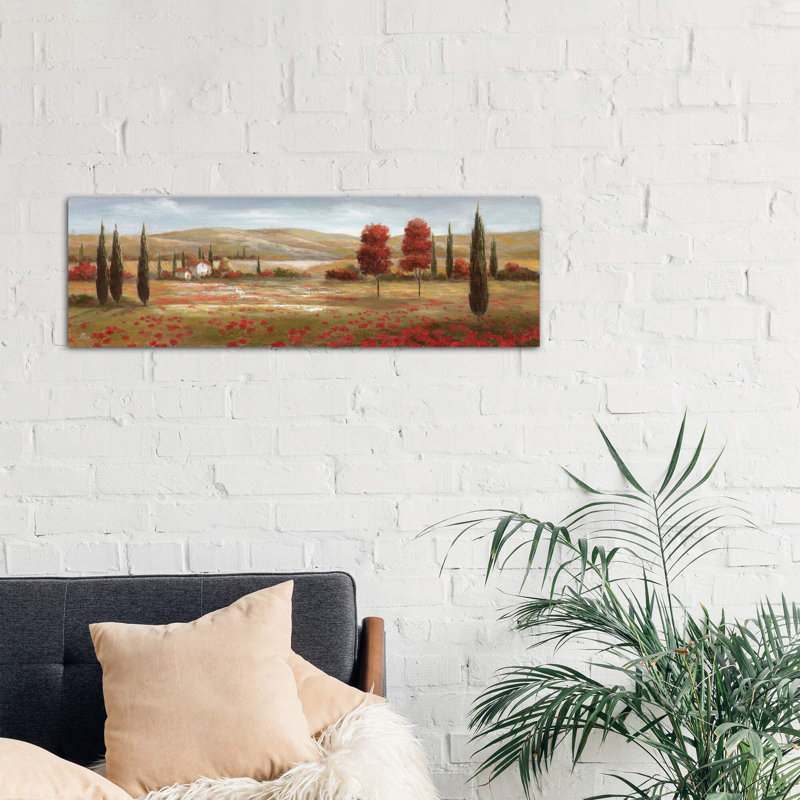 Tuscan Poppies Ii by Nan - Wrapped Canvas Panoramic Print, 30.48 cm H x 91.44 cm W x 1.91 cm D