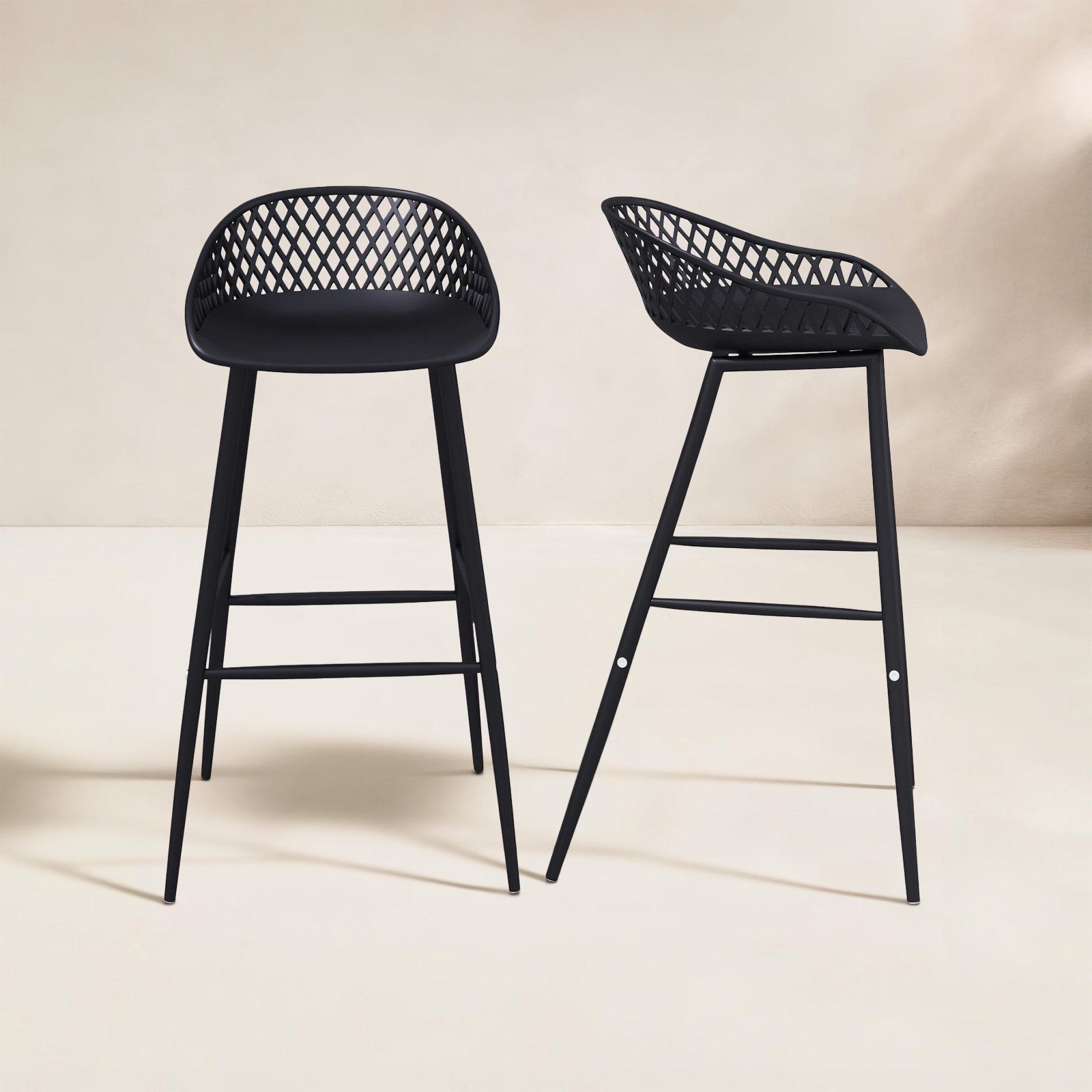 Newark Patio Bar Stool, Black, 29"
