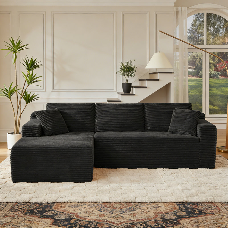 Canapé modulaire en L, Noir